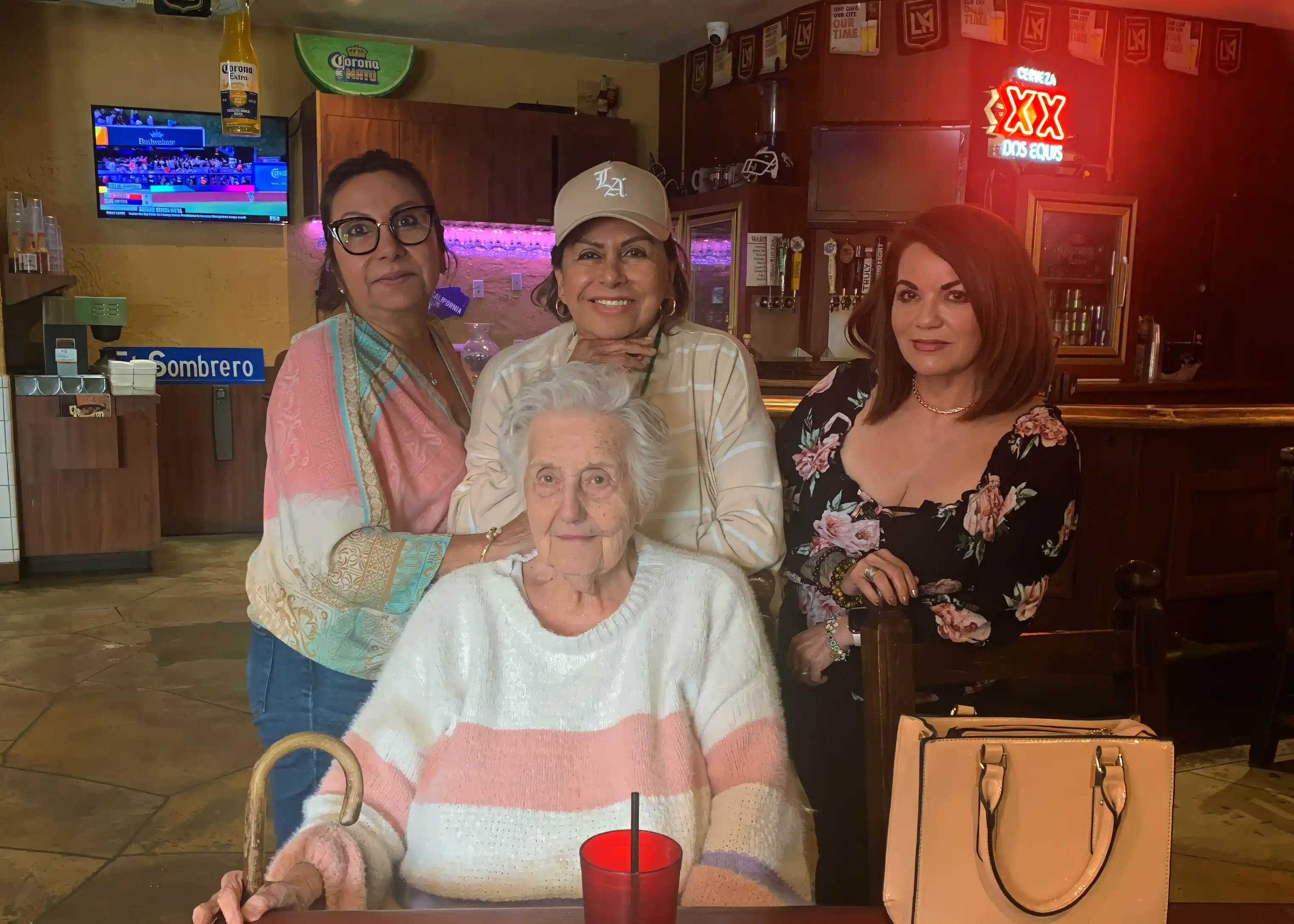 Sonia pictured with a client and her friends out to lunch.