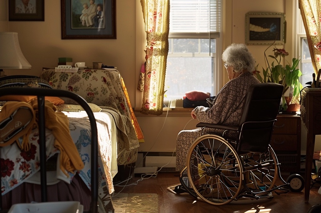 A resident personalizing their apartment with personal belongings, emphasizing the home-like atmosphere.