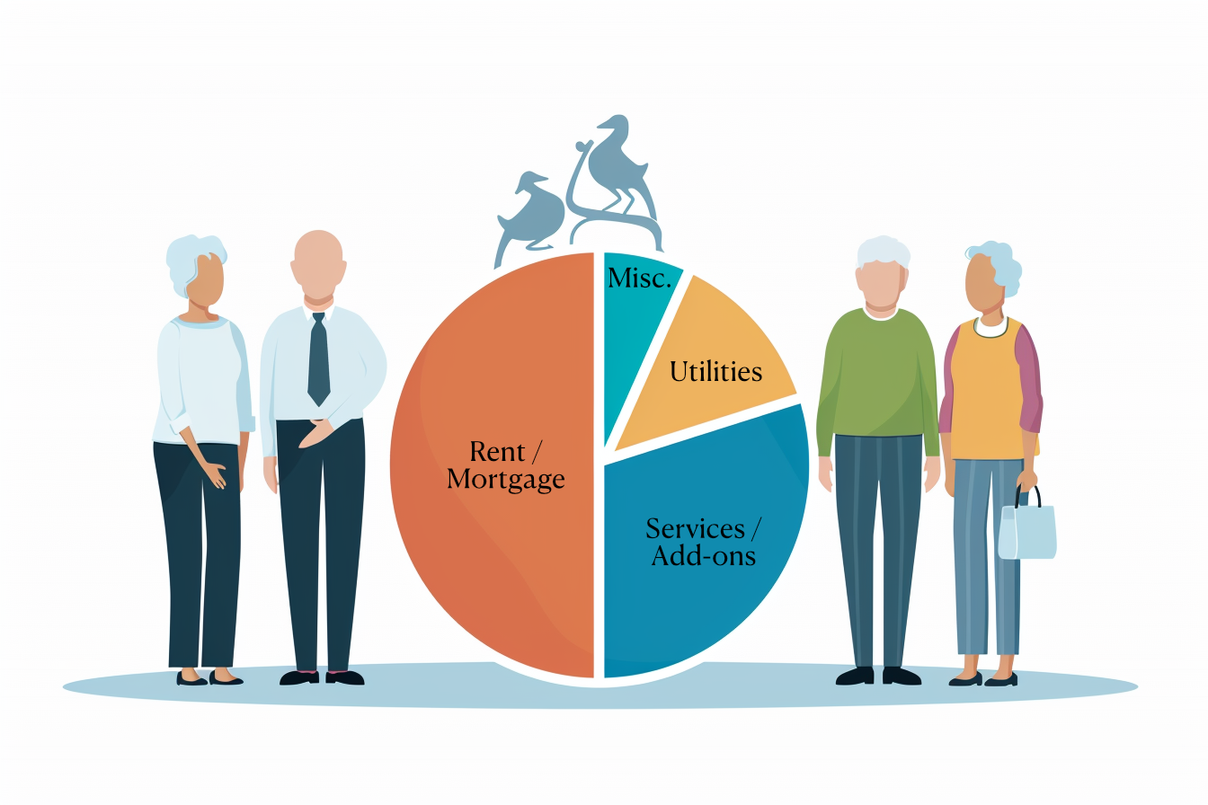 An infographic showing a pie chart of the different costs involved in assisted living.