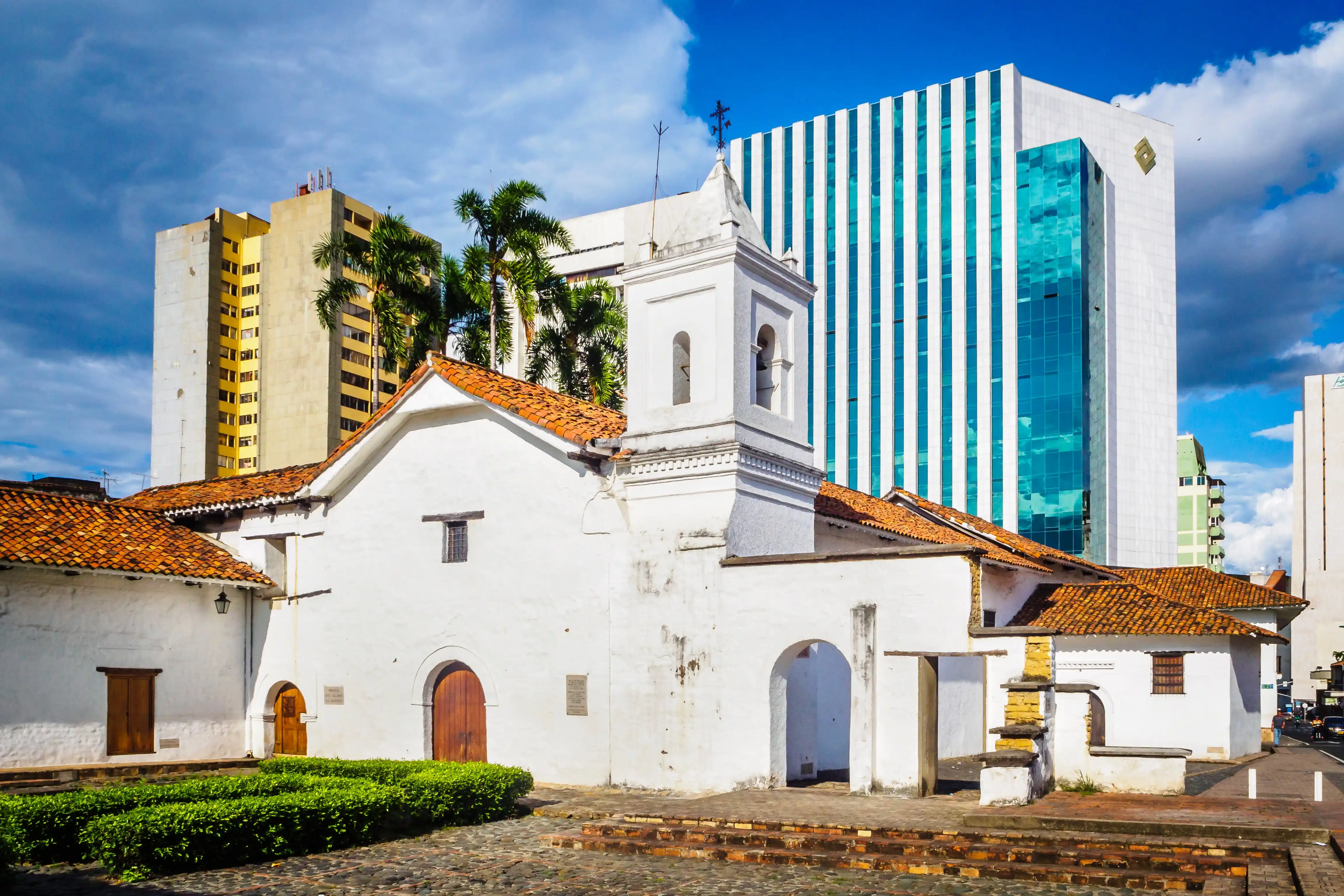 A beautiful home near residential skyscrapers in downtown Cali, Colombia.